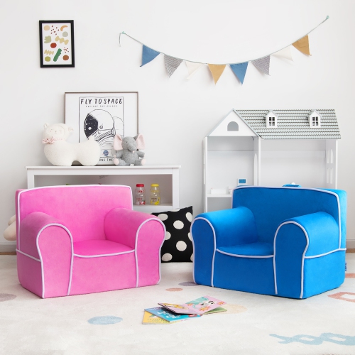Costway Kids Sofa Toddler Foam Filled Armchair w/ Velvet Fabric Baby Perfect Gift