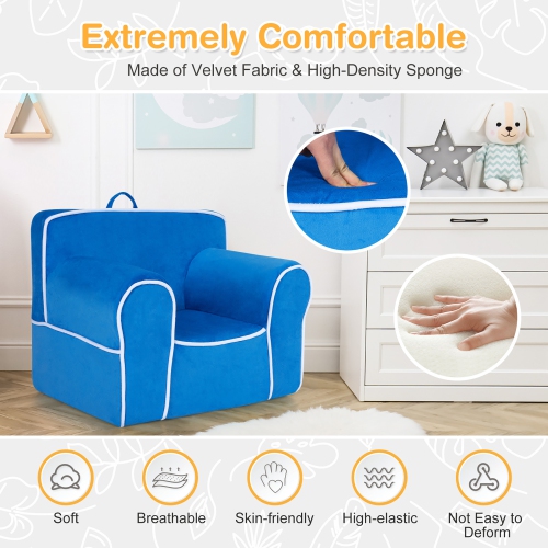 Costway Kids Sofa Toddler Foam Filled Armchair w/ Velvet Fabric Baby Perfect Gift