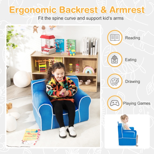 Costway Kids Sofa Toddler Foam Filled Armchair w/ Velvet Fabric Baby Perfect Gift