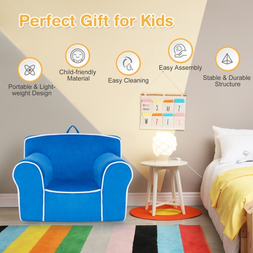 Costway Kids Sofa Toddler Foam Filled Armchair w/ Velvet Fabric Baby Perfect Gift