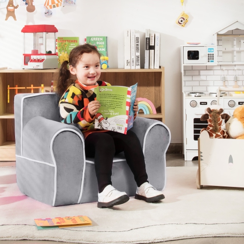 Fauteuil rembourré en mousse pour tout-petits de Costway Kids avec tissu en velours – Cadeau parfait pour bébé