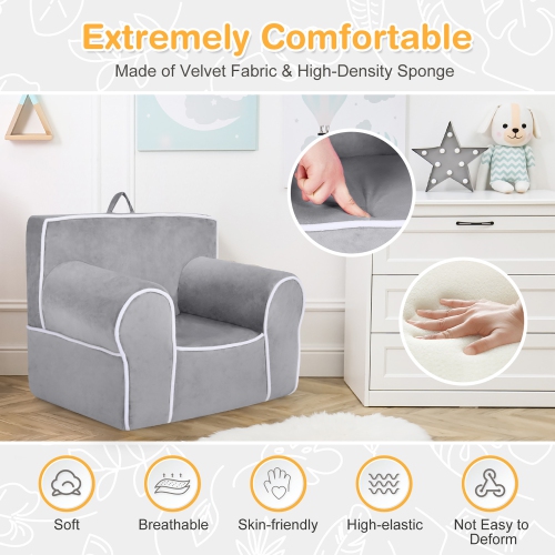Fauteuil rembourré en mousse pour tout-petits de Costway Kids avec tissu en velours – Cadeau parfait pour bébé