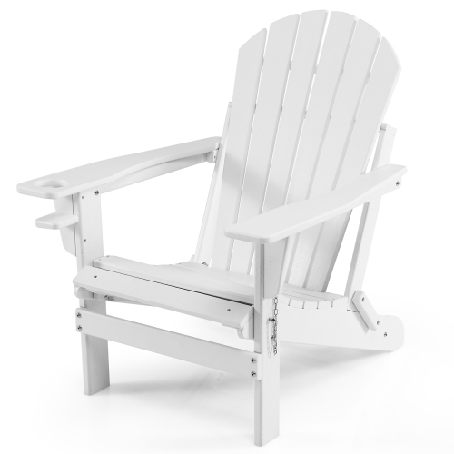 Costway Patio Folding Adirondack Chair HDPE All-Weather Pull-Out Ottoman