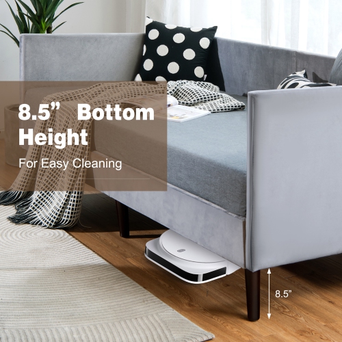 Cadre de canapé-lit en bois robuste en bois avec revêtement en lin Costway, lit simple, gris