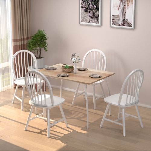 Costway Set of 4 Vintage Windsor Dining Side Chair Wood Spindleback Kitchen Room