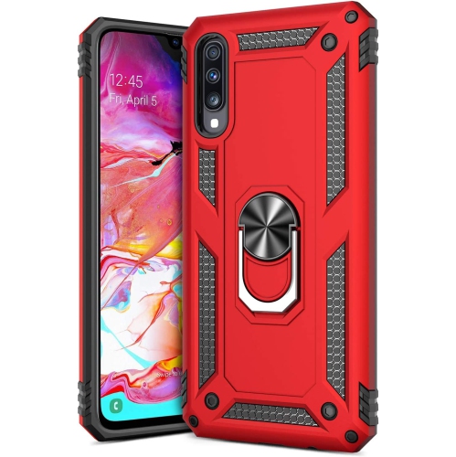 Étui pour Galaxy A70 de Samsung avec support magnétique rotatif à 360 degrés en métal rouge pour support de voiture béquille antichoc robuste