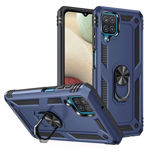 Support à anneau magnétique en métal pivotant 360° bleu marine militaire pour support d’auto Galaxy A12 de Samsung
