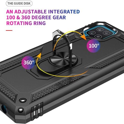 Samsung Galaxy A12 Rose Gold Military Grade 360 Degree Rotating Metal Magnetic Ring Car Mount Holder Kickstand Shockproof Heavy Duty Cover
