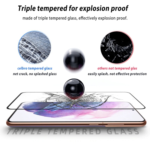 [PAQUET de 2] Protecteur d’écran en verre trempé pour Galaxy S21 plus de Samsung - Noir