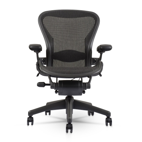 Herman Miller Classic Aeron Chair | Black | Size B | Fully Adjustable | Lumbar Support | Roller Index| Refurbished/Renewed by Chairorama