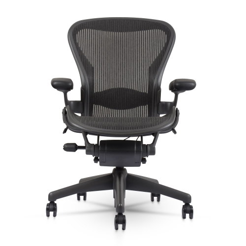 Refurbished - Herman Miller Classic Aeron Chair | Black | Size B | Fixed Arms | Lumbar Support | Renewed By Chairorama-