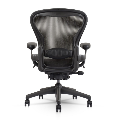 Refurbished - Herman Miller Classic Aeron Chair | Black | Size B | Fixed Arms | Lumbar Support | Renewed By Chairorama-