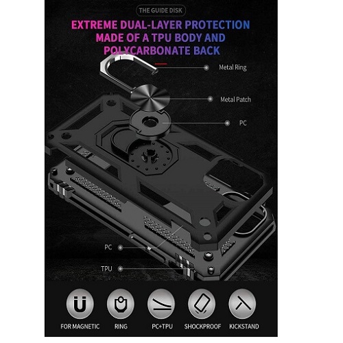 For Apple iPhone XR Rose Gold Military Grade 360 Degree Rotating Metal Magnetic Ring Car Mount Holder Kickstand Shockproof Heavy Duty Cover