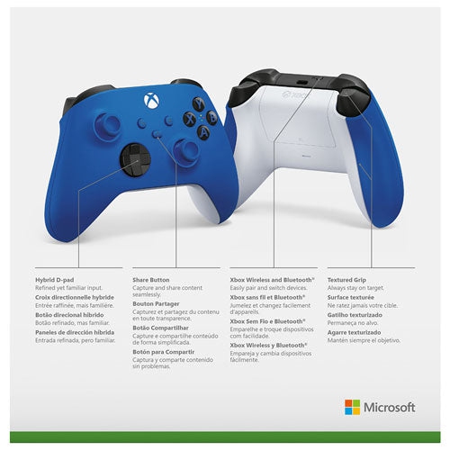 Remis à neuf - manette de jeu sans fil bleue Shock de Xbox