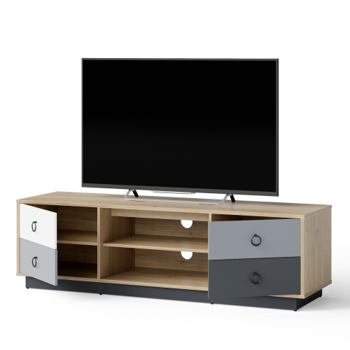 Gymax 55'' TV Stand Entertainment Media Center w/ Storage Cabinets Adjustable Shelves