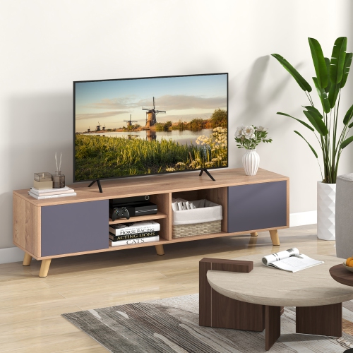 Gymax TV Stand for TVs up to 65'' Modern Rustic TV Cabinet w/ Open Shelf TV Console Table
