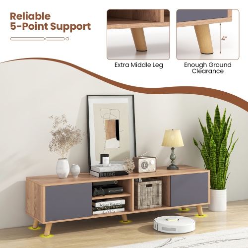 Gymax TV Stand for TVs up to 65'' Modern Rustic TV Cabinet w/ Open Shelf TV Console Table