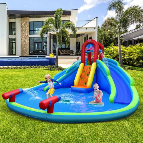 Gymax Inflatable Waterslide Wet & Dry Bounce House w/Upgraded Handrail Blower Excluded