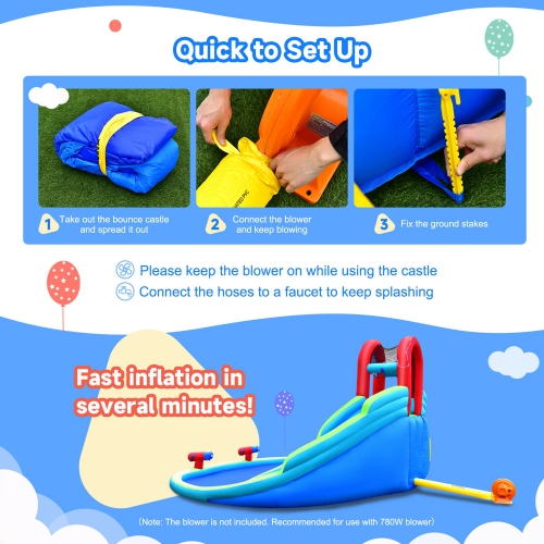 Gymax Inflatable Waterslide Wet & Dry Bounce House w/Upgraded Handrail Blower Excluded