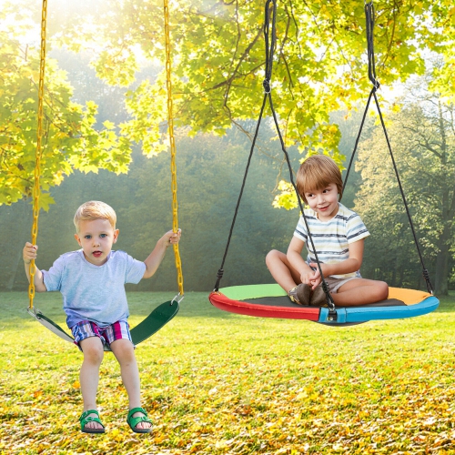 Gymax 2-Pack Swing Set Swing Seat Replacement & Saucer Tree Swing for Indoor & Outdoor