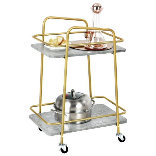 GYMAX  Serving Cart Utility Trolley On Wheel Rolling Kitchen Rack W/handle In Gold
