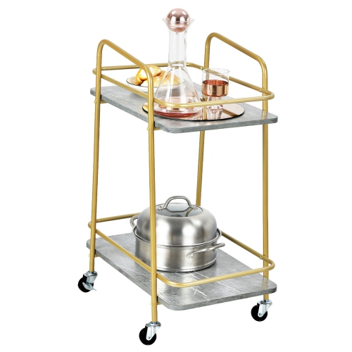 Gymax Gold Serving Cart Utility Trolley on Wheel Rolling Kitchen Rack w/Handle