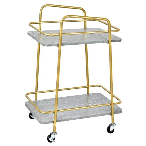 Gymax Gold Serving Cart Utility Trolley on Wheel Rolling Kitchen Rack w/Handle