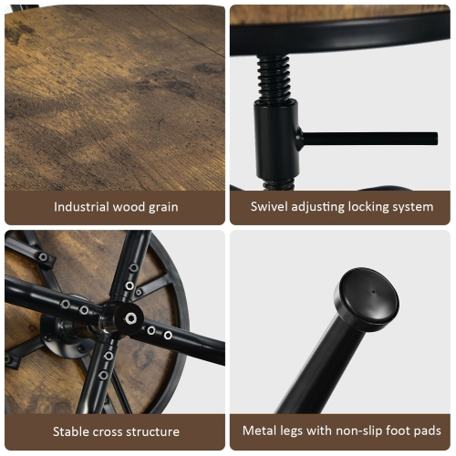 Gymax Set of 4 Industrial Bar Stool Adjustable Swivel Counter-Height Dining Side Chair