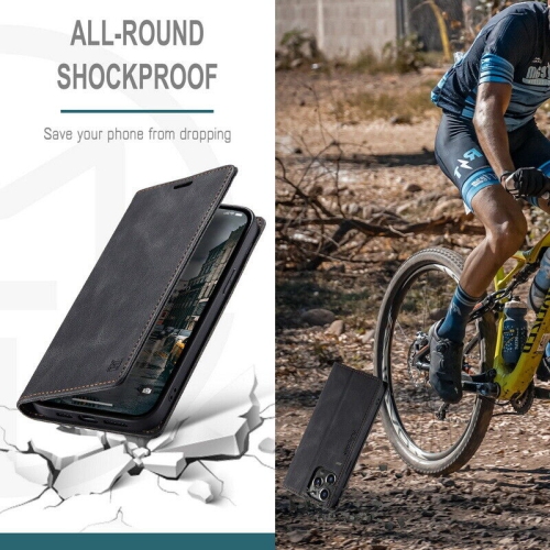 Étui pour iPhone 12 Pro d’Apple, étui-portefeuille SuprShield noir, étui pour cartes en cuir, rabat magnétique protecteur rabattable