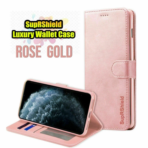 Apple iPhone 12 Mini Case Rose Gold SupRShield Wallet Case Leather Card Holder Flip Protective Shockproof Magneti Cover