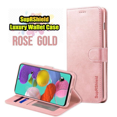 Samsung Galaxy A12 5G Case Gold SupRShield Wallet Leather Card Holder Flip Protective Shockproof Magnetic Case Cover