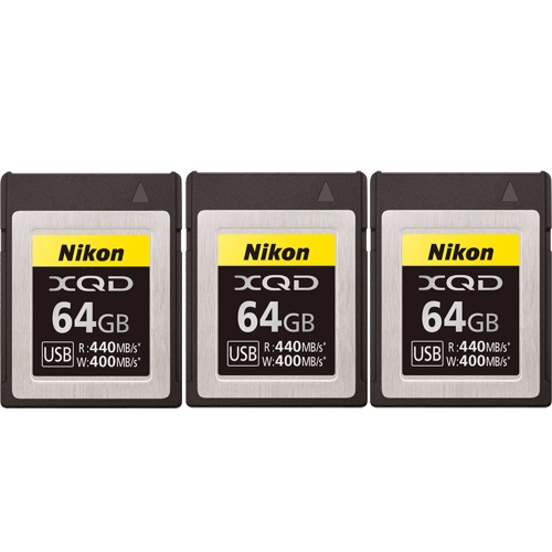 3x la carte mémoire XQD de 64 Go de Nikon
