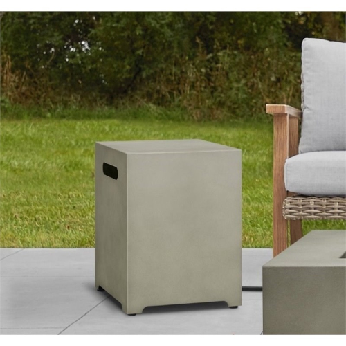 Bowery Hill Modern Steel Propane Tank Cover in Mist Gray