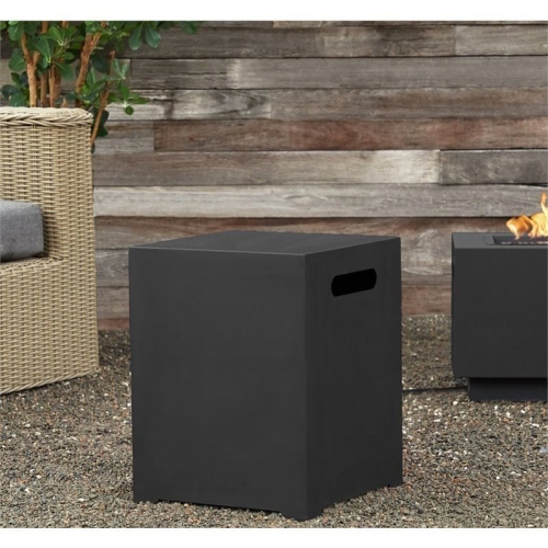 Bowery Hill Modern Steel Propane Tank Cover in Black