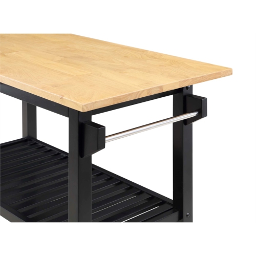 Designs2Go Three-Tier Butcher Block Kitchen Prep Island with Drawer- Black Wood