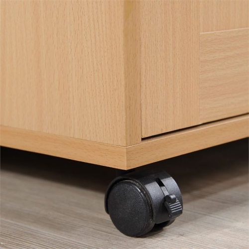 Hodedah Kitchen Island with Spice Rack plus Towel Holder in Beige Wood