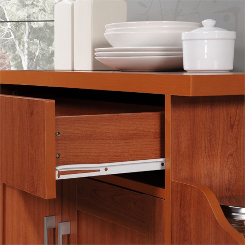 Hodedah Kitchen Island with Spice Rack plus Towel Holder in Cherry Wood