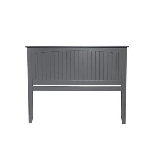 AFI Nantucket King Solid Wood Panel Headboard with Device Charger in Gray
