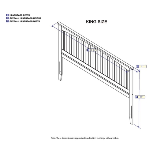 AFI Nantucket King Solid Wood Panel Headboard with Device Charger in Gray