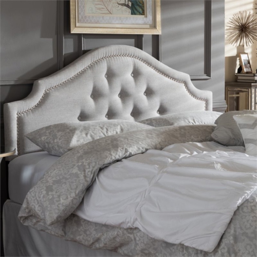 Bowery Hill Modern Upholstered Queen Headboard in Grayish Beige