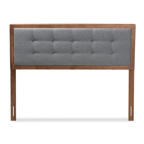 Baxton Studio Sarine Mid-Century Wood Tufted King Headboard in Dark Gray