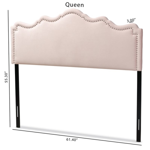 Bowery Hill Contemporary Velvet Queen Headboard in Light Pink
