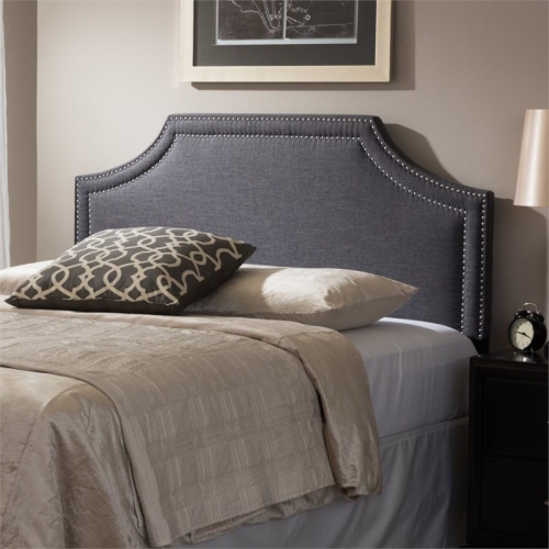 Bowery Hill Contemporary Upholstered Full Headboard in Dark Gray