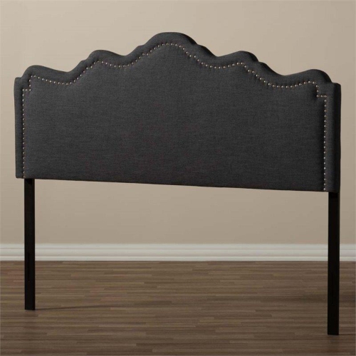 BOWERY HILL  Contemporary Fabric Upholstered King Headboard In Dark Gray