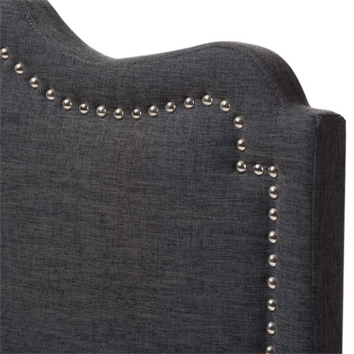Bowery Hill Contemporary Fabric Upholstered Queen Headboard in Dark Gray