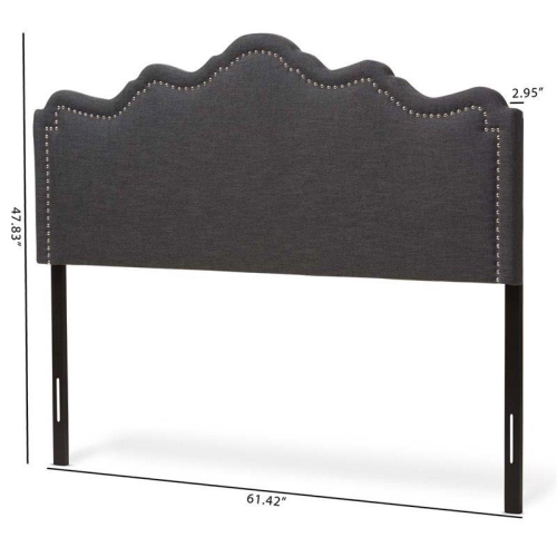 Bowery Hill Contemporary Fabric Upholstered Queen Headboard in Dark Gray
