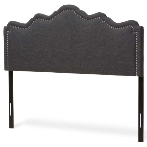 Bowery Hill Contemporary Fabric Upholstered Queen Headboard in Dark Gray