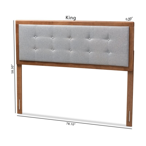 Bowery Hill Mid-Century Wood Tufted King Headboard in Light Gray