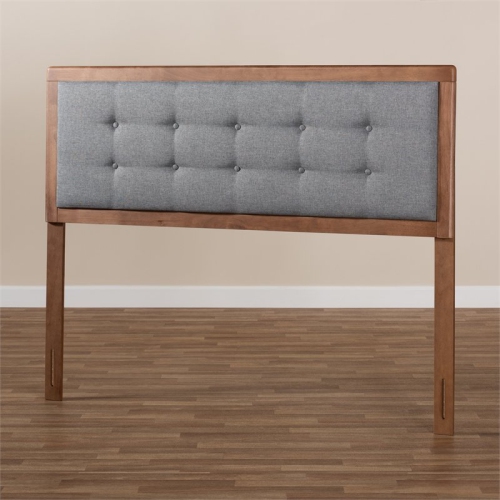 Bowery Hill Mid-Century Wood Tufted King Headboard in Dark Gray