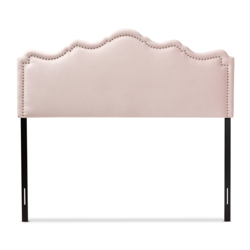 Baxton Studio Nadeen Contemporary Velvet Queen Headboard in Light Pink